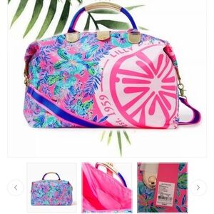 Lilly Pulitzer Whitleigh Packable Weekender Bag (Pink Isle pattern) NWOT